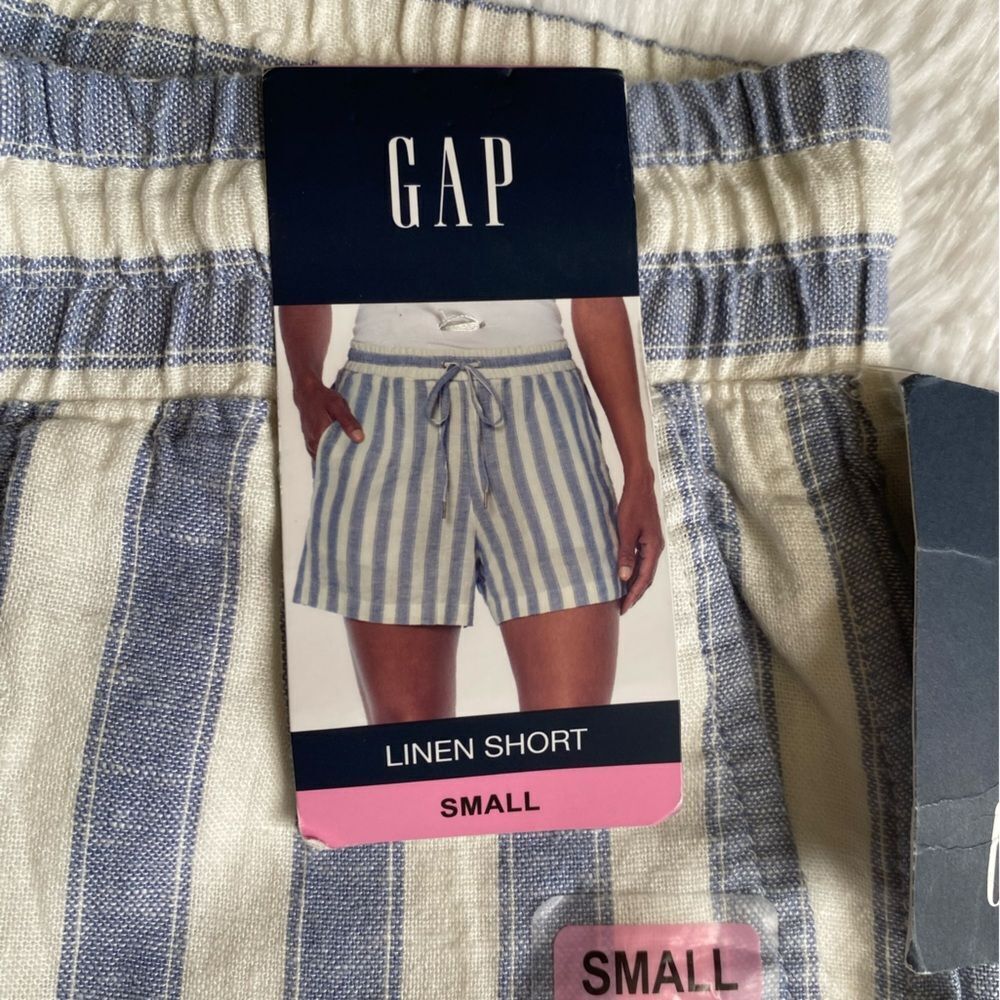 GAP High Waist Striped Shorts - Blue and Cream - Picture 5 of 8